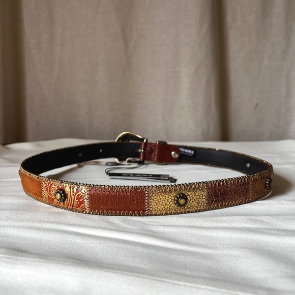 Vintage Nanni Milano Patchwork Leather Belt Size 75/30 NWT Italy - Picture 4 of 9